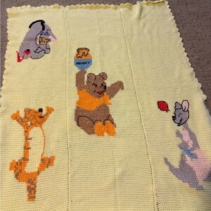 Handmade Crochet Winnie Pooh Tigger Eeyore Piglet Roo Colorful Bright Afghan